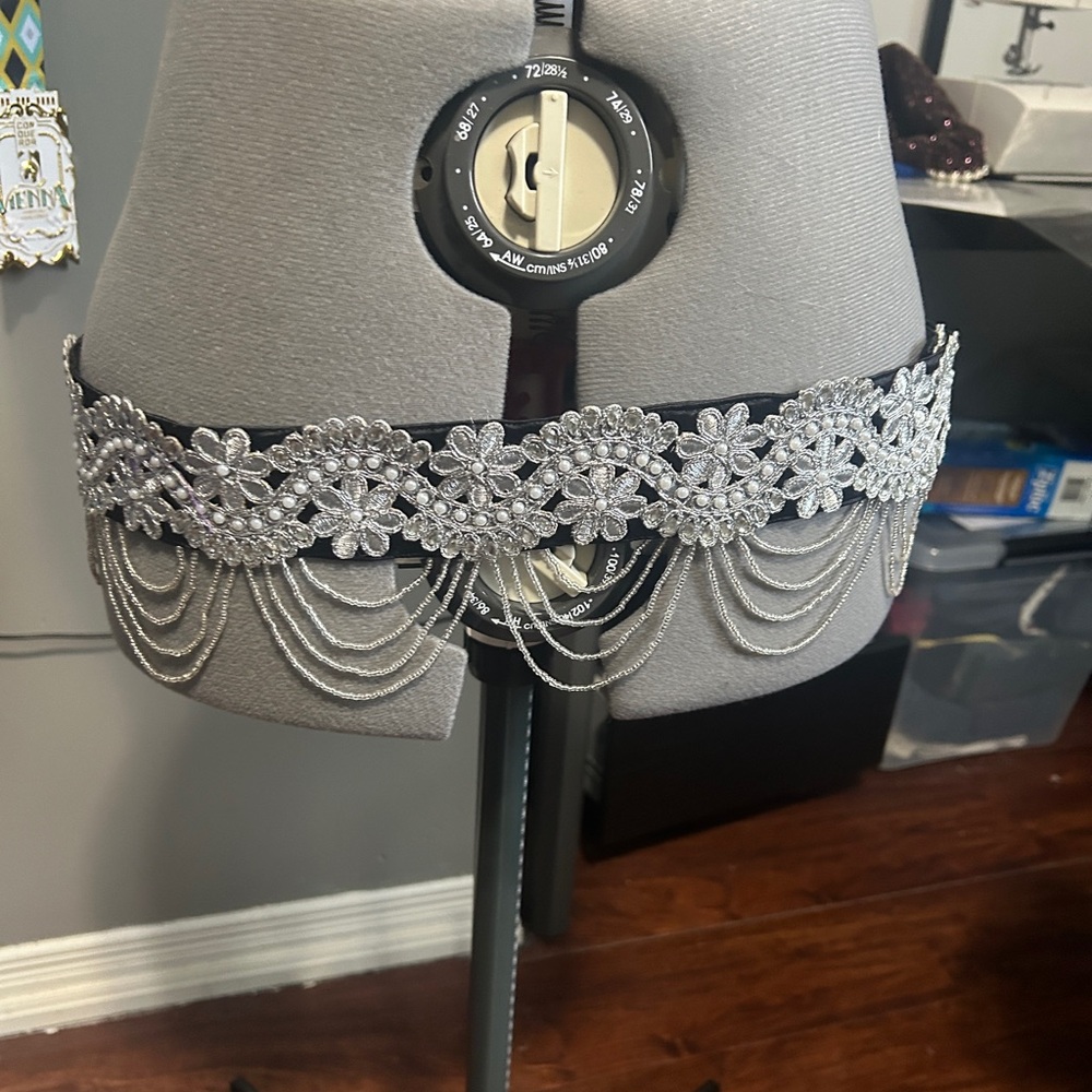 Handmade Silver Beaded Hip Belt for Belly Dance